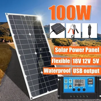 

100W 18V Flexible Sunpower Semi Solar Panel Battery Charger Kit with Controller