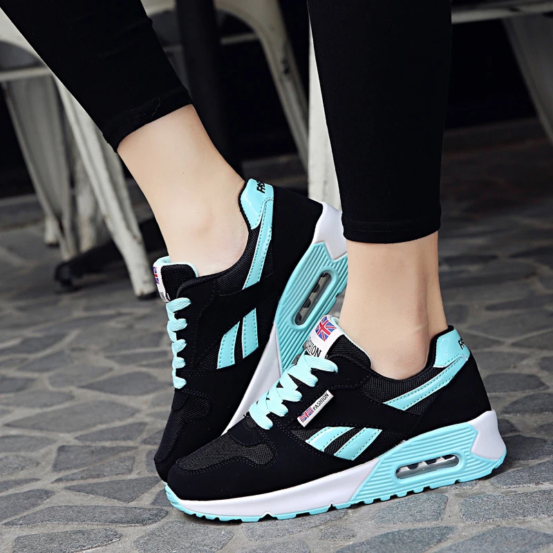 Gtime mujeres Air Cushion zapatos para correr al aire libre zapatos de encaje para mujer Zapatillas de deporte femenino Casual planos SE636|Zapatos vulcanizados de mujer| - AliExpress