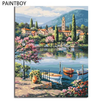 

PAINTBOY Framed Seascape DIY Painting By Numbers Wall Art DIY Oil Painting Coloring By Numbers Home Decor For Living Room Wall