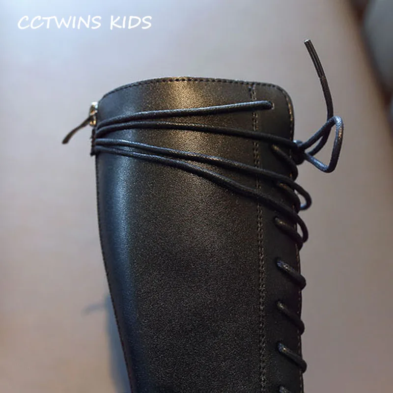 CCTWINS/детская обувь; коллекция года; зимняя обувь для девочек из искусственной кожи; Детские Модные сапоги до колена; Детские брендовые теплые сапоги; Цвет Черный; HB065
