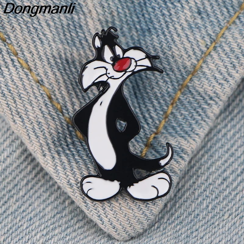 

DZ291 Cat and Bird Cartoon Anime Girls Metal Enamel Collar Pin Lapel Badge Jewelry Brooch Kids Gifts Accessories