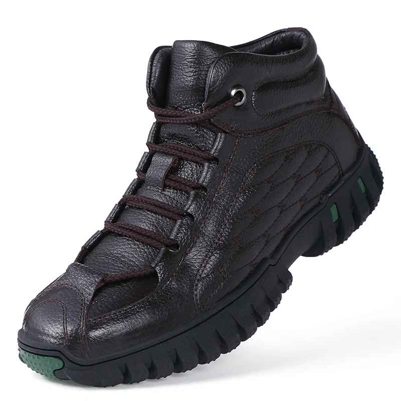 

High-quality Genuine Leather Men Hiking Shoes Winter Keep Warm Snow Boots Outdoor Climbing Boots Rubber Sports Trekking Sneakers