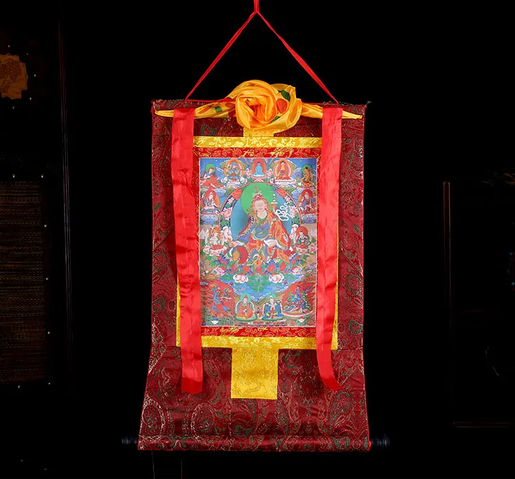 Thangka Тибетский ручной работы двухэтажный статуи Будды Thangka Висячие тибетские украшения гостиной фрески длинные 125 см