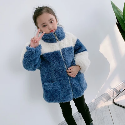 dark blue Новинка года; модная детская зимняя куртка зимнее пальто на молнии для девочек детское теплое длинное пуховое пальто с толстым меховым воротником для От 2 до 12 лет-подростков - Цвет: dark blue