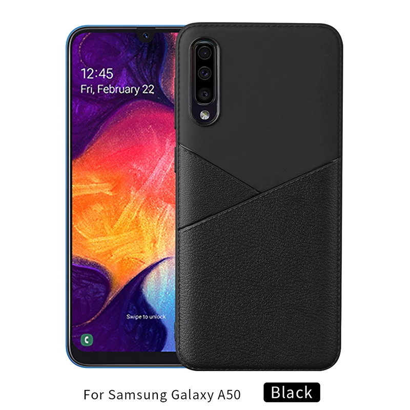 black Для samsung A50 чехол силиконовый кожаный чехол с узором для samsung A70 чехол противоударный S10 чехол мягкий для Galaxy A30 A40 Note 10 Plus S10 Plus - Цвет: black