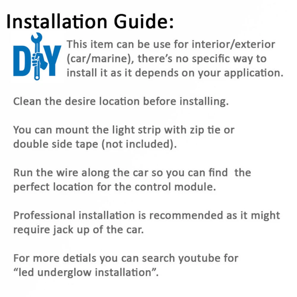 Водонепроницаемый светодиодный полоски красочные Комплект из 4 предметов Undercar Kit