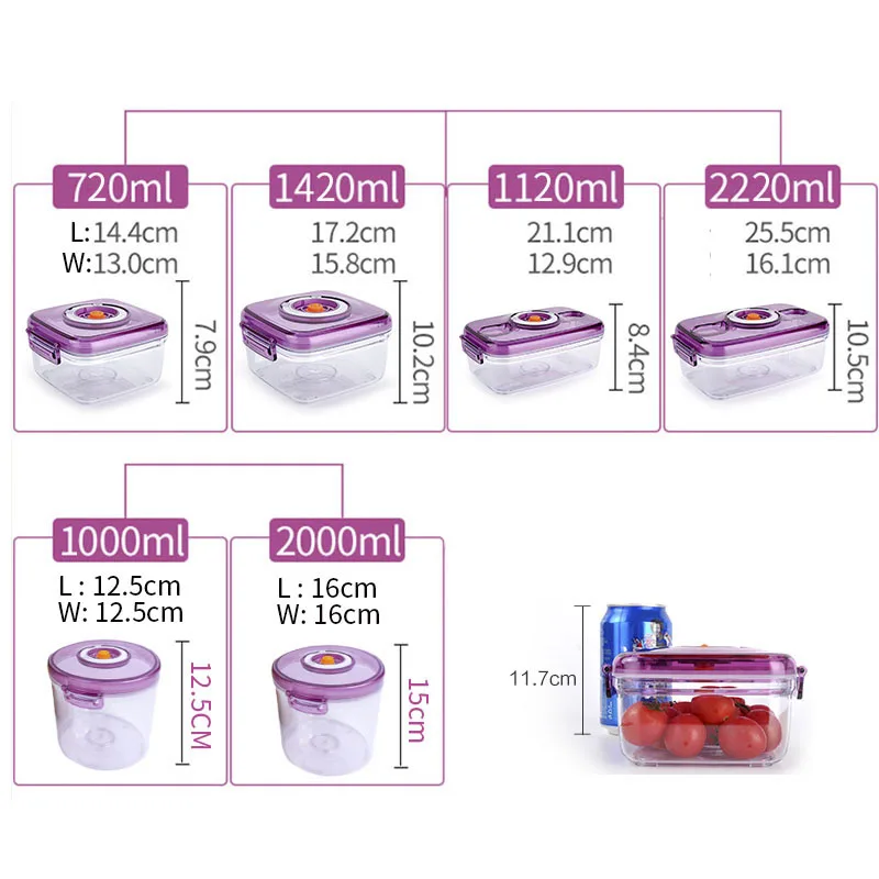 Бытовой ABS пластиковый вакуумный контейнер большой емкости хранения зерна запечатанные банки герметичная пищевая отправить вакуумный насос