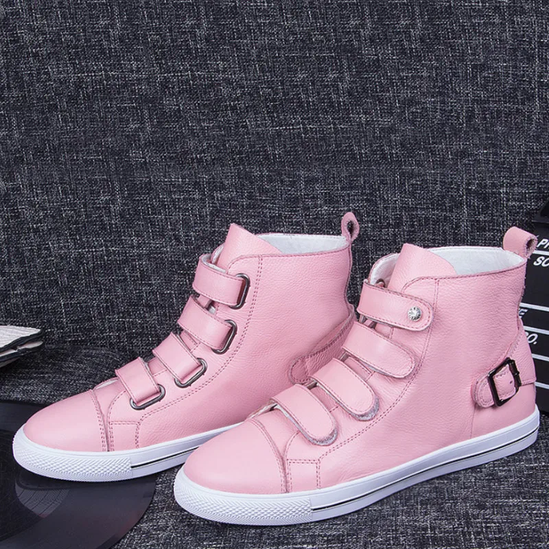 

High Quality 2019 New Women Shoes Breathable Black High-top Lace-up Added White Sneakers Shoes for Woman Basket Femme L1-47