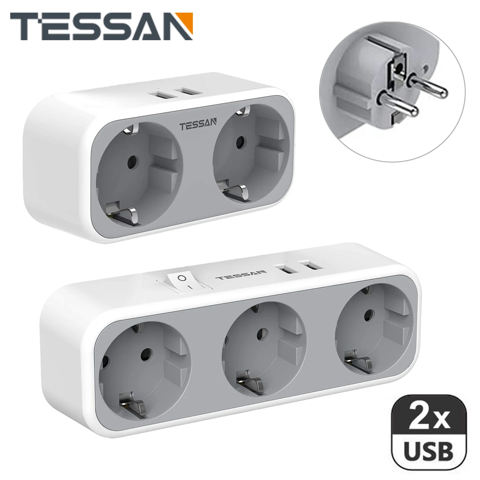 TESSAN Cubo Regleta Enchufes con Regleta de 3 Salidas, con 3 para Carga de  USB, Alargador Ladron Enchufe Multiple Compatible con Phone Pad, Enchufe  para Casa, Oficina y los Viajes, 1.5m, Blanco