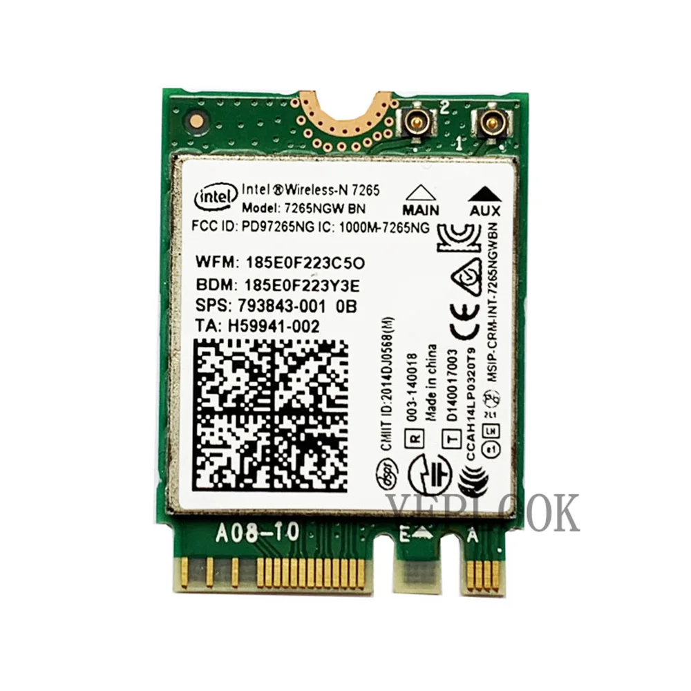 무선 N 7265 와이파이 카드, 블루투스 4.0, NGFF M.2 802.11n, 7265BN, 7265NGW, BN, 2.4Ghz, 300Mbps