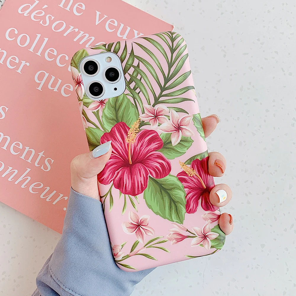 LOVECOM художественные цветы банановый лист чехол для телефона для iPhone 11 Pro Max XS Max XR 6 6S 7 8 Plus X Ретро Цветочный Мягкий чехол на заднюю панель телефона - Цвет: j