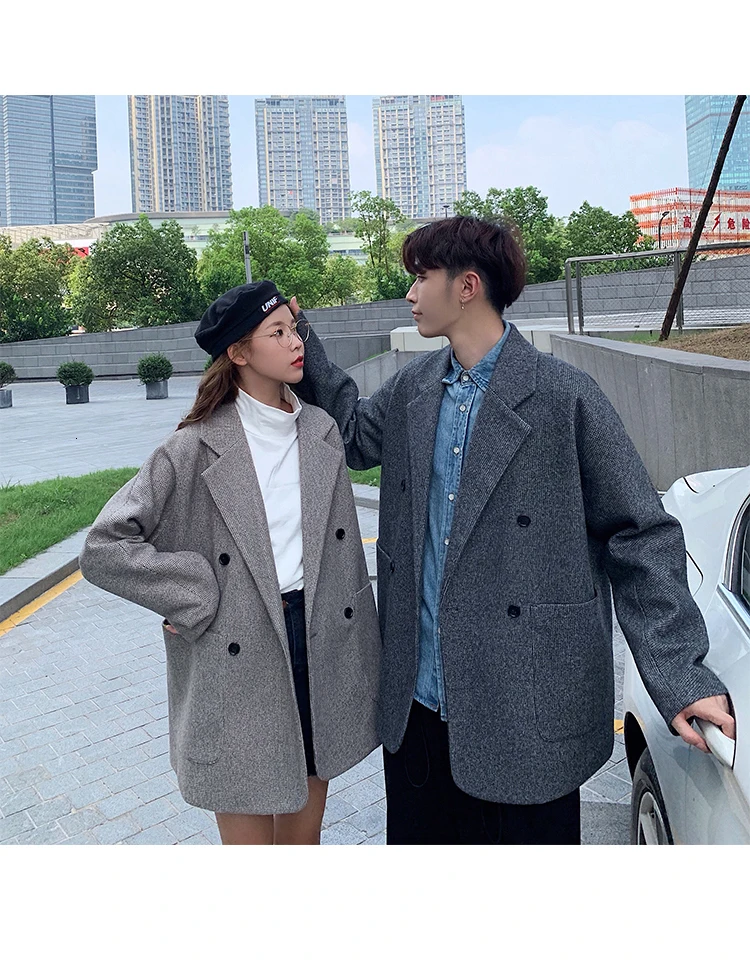 Autumn And Winter Clothing In The Long Section Of A Couple Wool Coat Suit Tide Male Fashion Casual Solid Color Jacket S-2XL