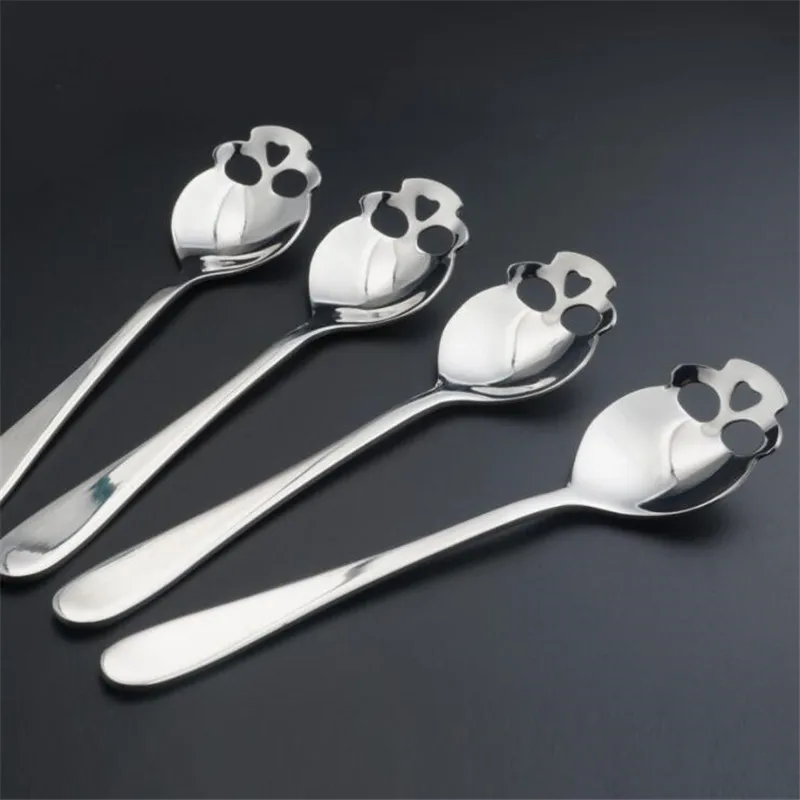 Stainless Steel coffee Scoop Skull shape dessert spoon Food grade ice cream candy tea spoon tableware Sugar Flour Shift Shaker stainless steel spoon,tea spoon
