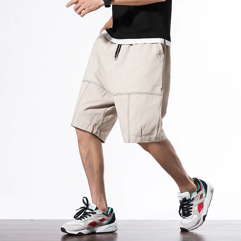 Мужские шорты Харадзюку, Летние повседневные шорты, мужские хлопковые модные однотонные пляжные шорты-бермуды, мужские шорты хорошего размера плюс, мужские джоггеры 5XL