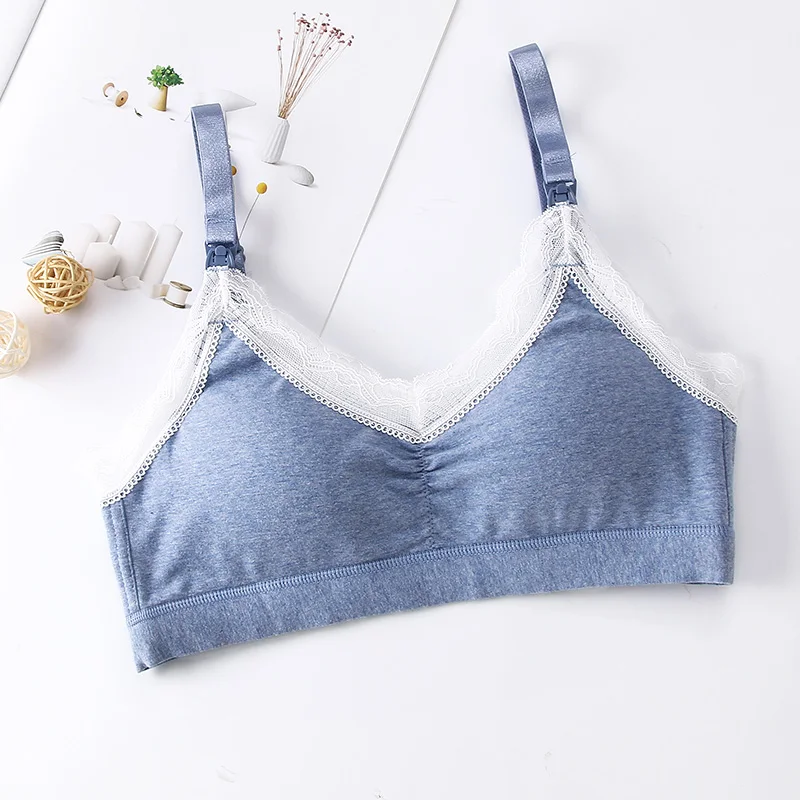 bra blue Нижнее Белье для беременных; бюстгальтер; тонкий эластичный удобный бюстгальтер для беременных; Бюстгальтер для кормления; Emzirme Sutyeni; бюстгальтер для грудного вскармливания; - Цвет: bra blue