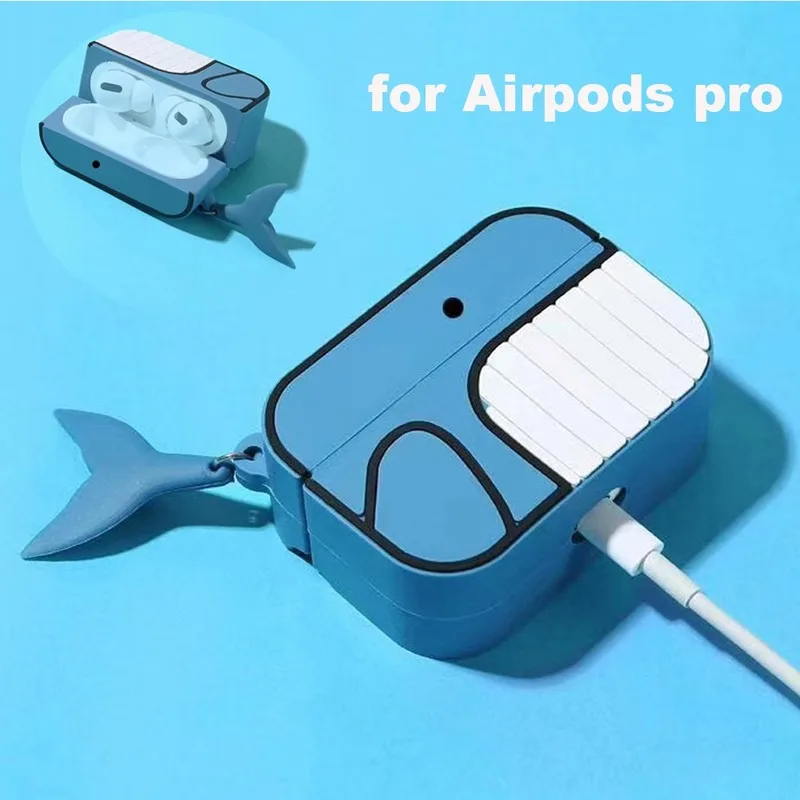 

Cute Cartoon Silicone Case for Airpods Pro Cute Whale Protective Cover with Recharging Hole for Airpods Pro Bluetooth Headset