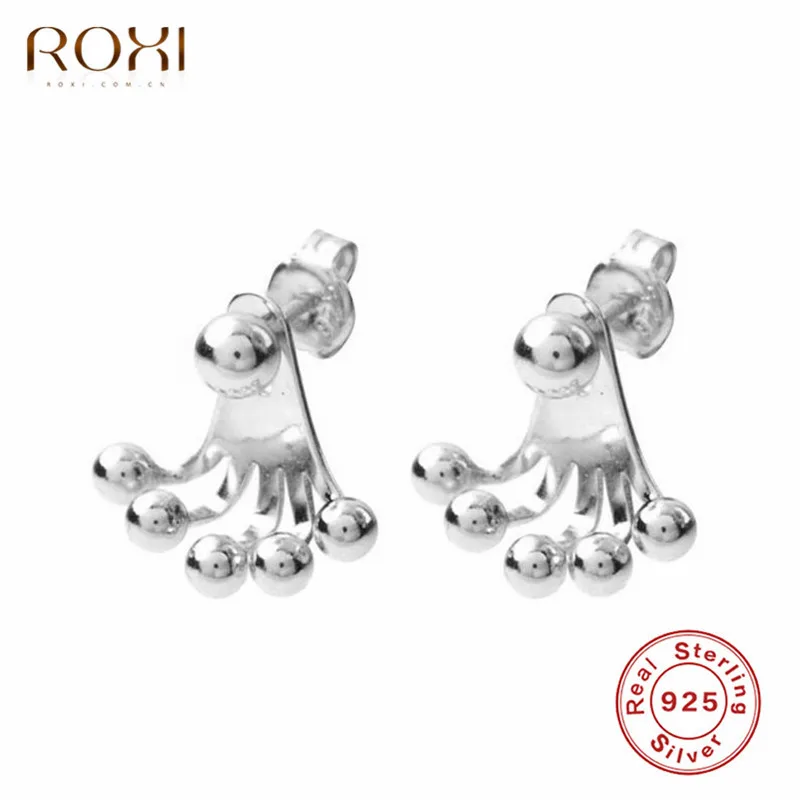 ROXI Модные простые бусины глянцевый шар серьги гвоздики для женщин уникальный дизайн 925 стерлингового серебра Серьги Brincos Pendientes подарки