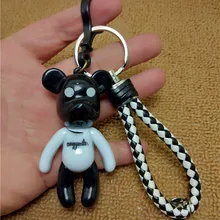 Креативный мультфильм черно-белый медведь кукла кулоны из смолы пары сумка для автомобилей брелок кулон