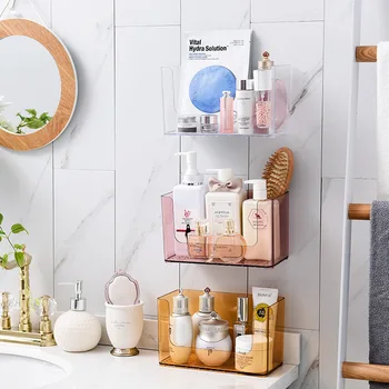 

Wall-mounted Storage Rack Mask Storage Box Home Decoration Dressing Table Bathroom Cosmetics Storage Rack Free Punch