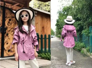 

Girl's windbreaker long spring and autumn coat fashion
