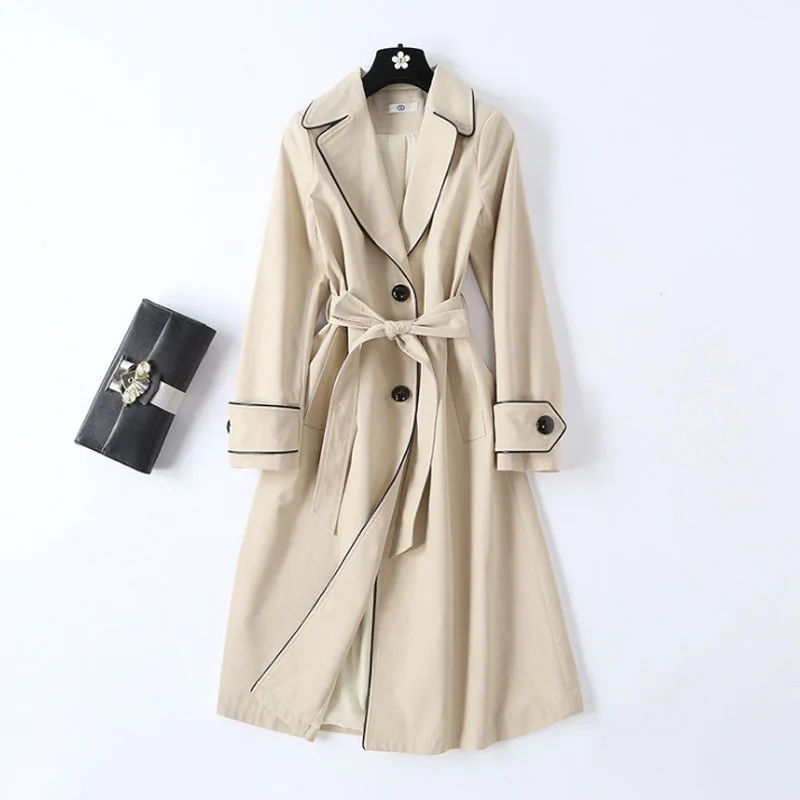 

Brand Fashion Women's High-end Luxury Autumn Elegant British Ladies Temperament Khaki Loose Windbreaker Trench Women