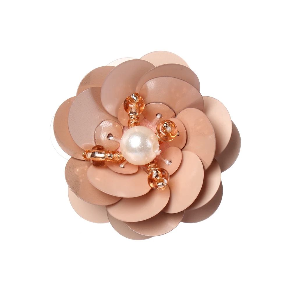 

2/6pcs Plastic & Cotton Flower Appliqued Patches with Rhinestone Sequins Clear DIY Craft Flower Garment Accessory 4*4cm