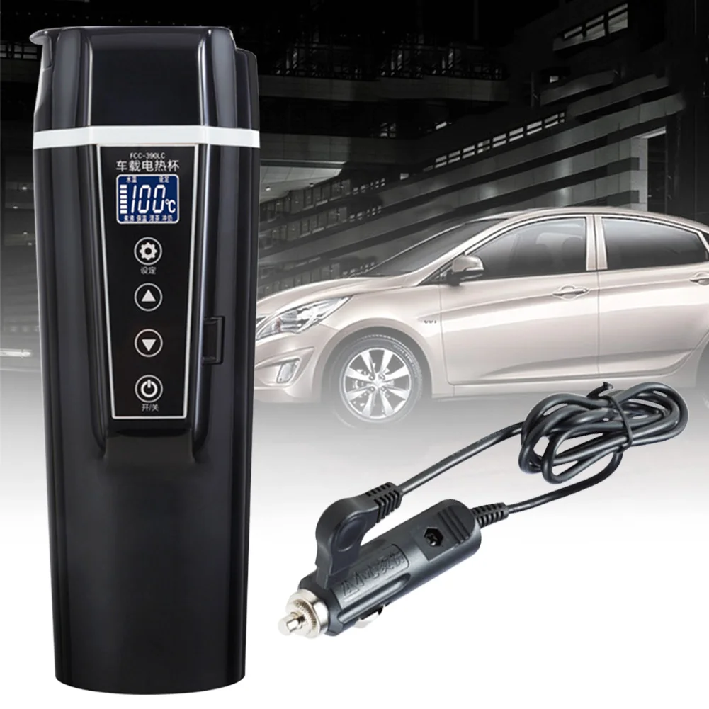 400 мл Электрический температурный дисплей для питья с сенсорным управлением, универсальный портативный автомобильный нагреватель 12 в 24 В, автомобильный чайник