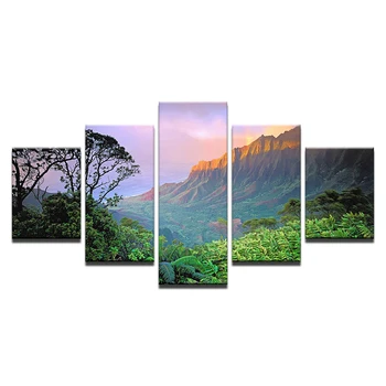 

Wall Art Canvas Prints Posters Living Room Decor 5 Pieces Forest Mountains Paintings Sunset Natural Landscape Pictures Framework