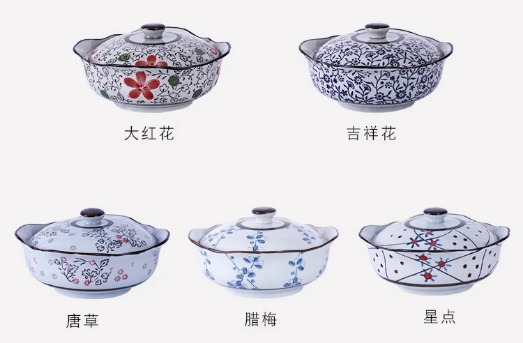 Tigela de sopa cerâmica quadrada tureen japonesa