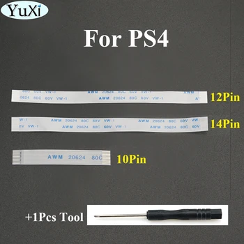 

YuXi 6pcs For PS4 Pro Controller 12 14 Pin Charging Board Power Switch Flex Cable 10 pin Touchpad Flex Ribbon Cable witn Tool