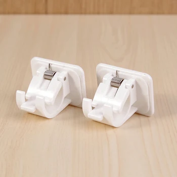 

2Pcs/Set Shower Curtain Bar for Household ABS White Hooks Clamp Multi Purpose Wall Hanging Adhesive Clip Adjustable