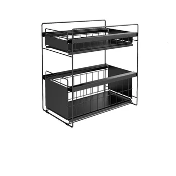 

Kitchen Sink Holder Floor Iron Segregation Condiment Cleaner Conditioner Multi-layer Storage Shelf