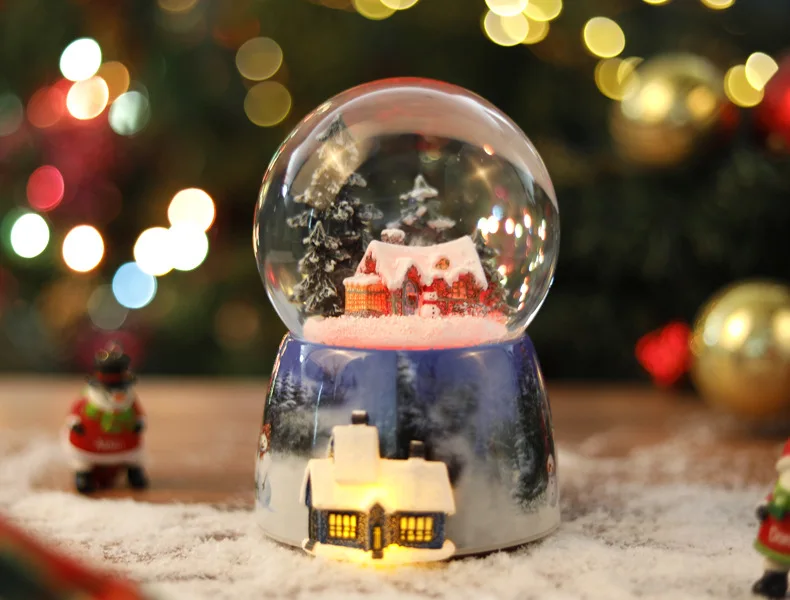 Free shipping Snow crystal ball crystal ball Christmas music box crystal ball music box snow Christmas music box