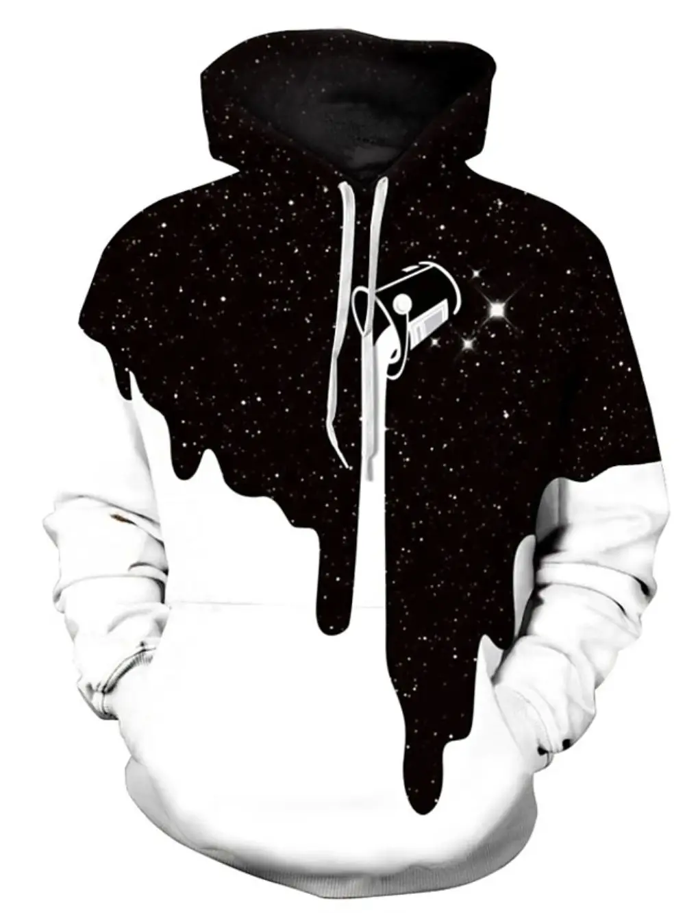 

Men's Pullover Hoodie Sweatshirt 3D Graphic Hooded Daily Basic Hoodies Sweatshirts Long Sleeve Black and White