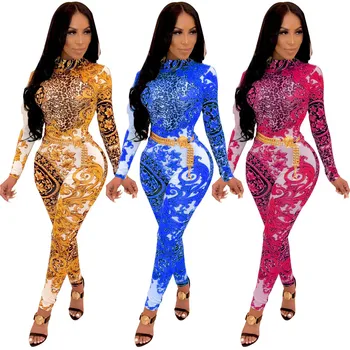 

Jumpsuits for Women Autumn Long Sleeve Jumpsuit Sexy Tight Fitting Backless Printed Leopard Bodycon Jumpsuit Ankle Length