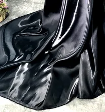 

Liquid reflective satin fabric navy blue metallic luster crystal silk satin fashion style clothes doll clothes by the meter