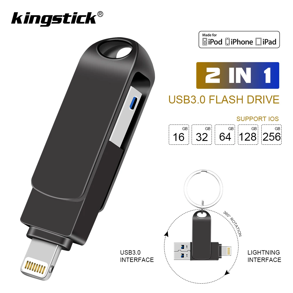 USB флеш накопитель OTG 64 Гб 128 ГБ 3 в 1 u диск для apple iphone карта памяти 256 роскошная