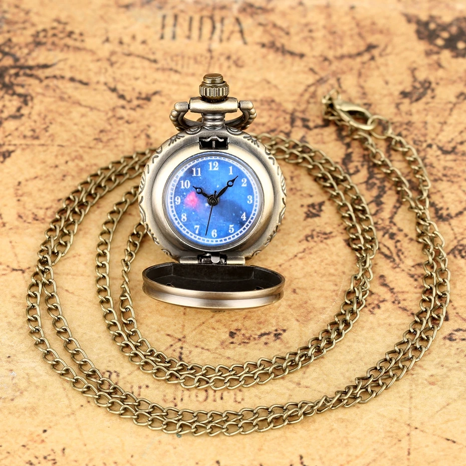 Hot Selling Classic The Little Prince Movie Planet Blue Bronze Vintage Quartz Pocket FOB Watch Popular Gifts for Boys Girls Kids 2019 2020 2021 2022 2023 (4)