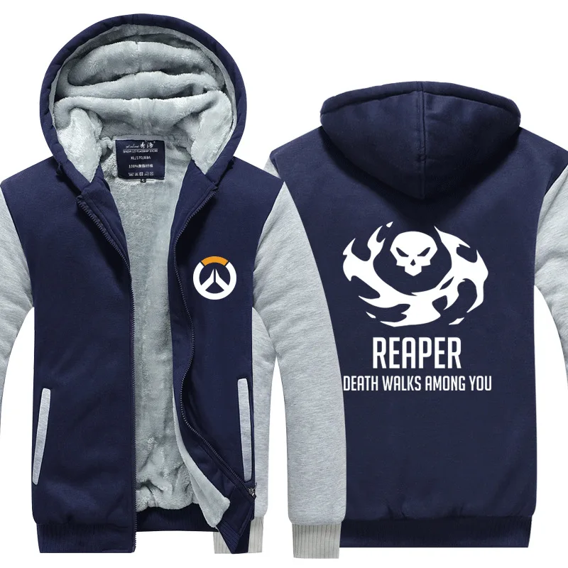 OW Overwatch Mei Mercy Dva флисовая Толстая зимняя куртка на молнии уличная Толстовка Спортивная толстовка с капюшоном костюм для косплея - Цвет: Blue and Gray 2