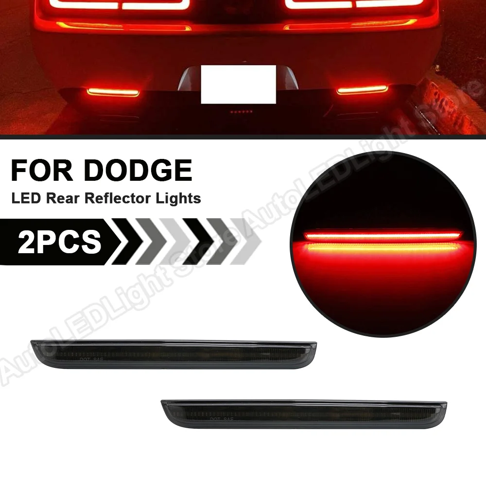 Smoked Rear Bumper Reflector Lenses For 2015-2022 Dodge Challenger - Black Housing, Ultrasonically Sealed