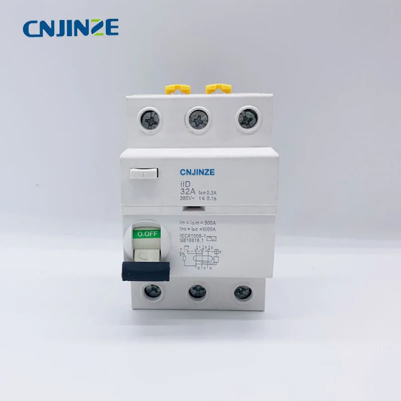 CNJINZE тип C65 63A 3 полюса A/AC Электромагнитный Тип RCCB Электрический выключатель утечки остаточный ток автоматический выключатель