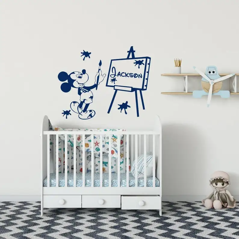 Mickey Mouse Wall Decal Custom Name Personalized Baby Boy Mickey Mouse Wall Decal Custom Name