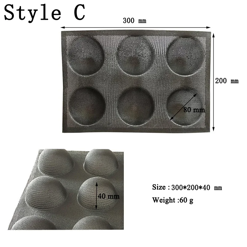 Силиконовые круглые формы для хлеба из стекловолокна, различные формы для гамбургеров и печенья, черные пористые формы для пирожных и пирожных, антипригарные Инструменты для выпечки - Цвет: Style C