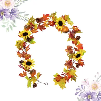 

1pc Simulation Flower Vine Maple Leave Flower Vine Sun Flower Vine Yellow