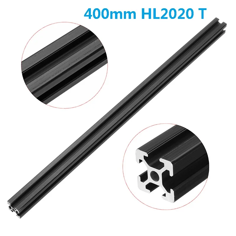 

Black Anodized 400mm Length HL2020 T-Slot Aluminum Profiles Extrusion Frame For DIY CNC 3D Printer Plasma Laser Stand Furniture