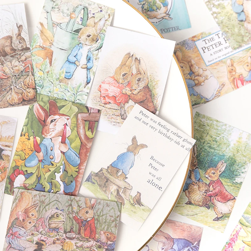 

100PCS Vintage Bunny's Daily Material Book DIY Scrapbook Base Collage TAG. Photo Props Decoration Material