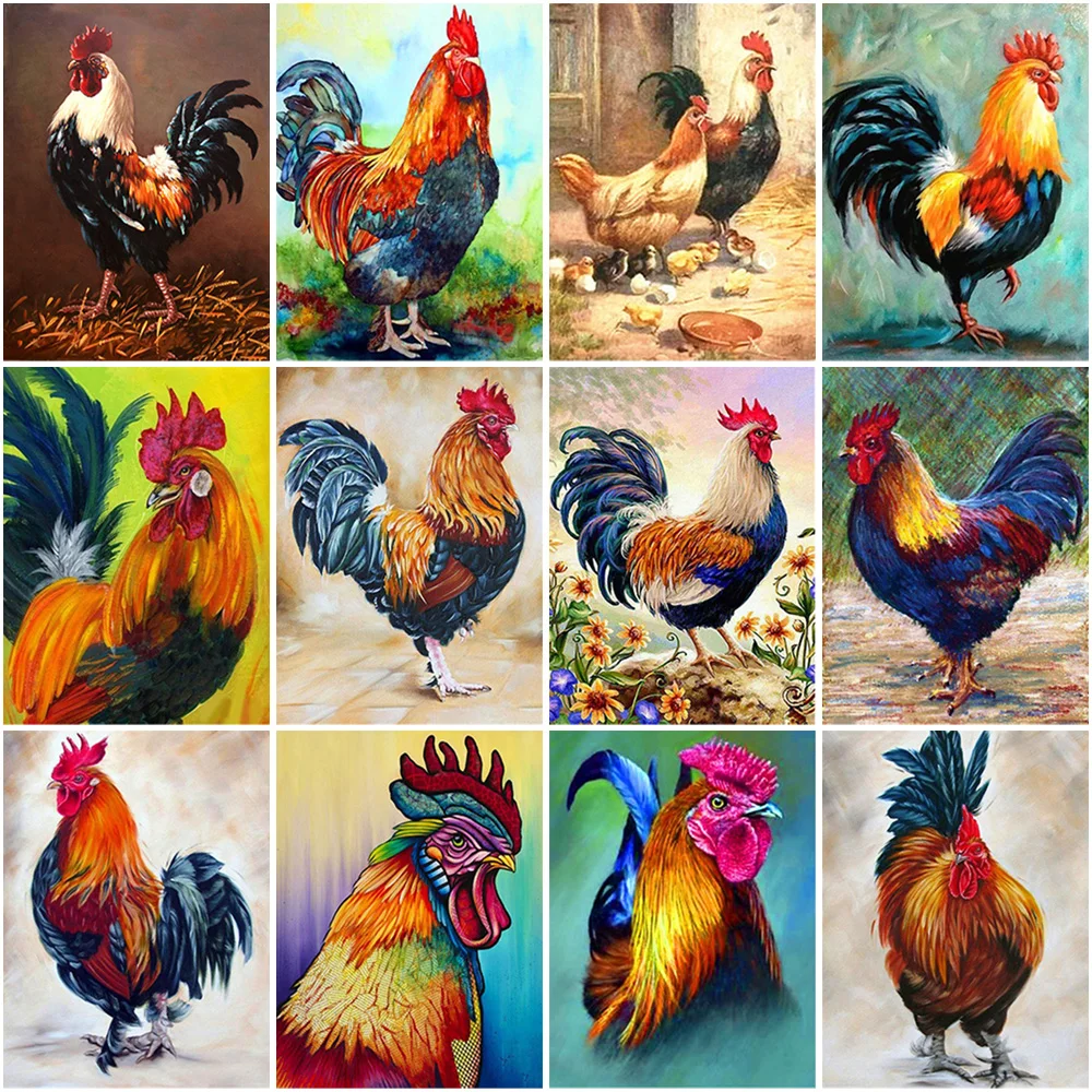 DIY 5D Diamond Painting Cross Stitch Chicken Embroidery Animal Mosaic Rhinestones Full Round Drill Home Decor | Дом и сад