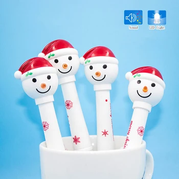 

1pcs Christmas Snowman Ballpoint Pen Multifunctional LED Light Sound Kids Electronic Writing Pen Stationery Gifrt