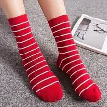 5 пар, японские новые женские хлопковые носки, классические полосатые носки средней длины