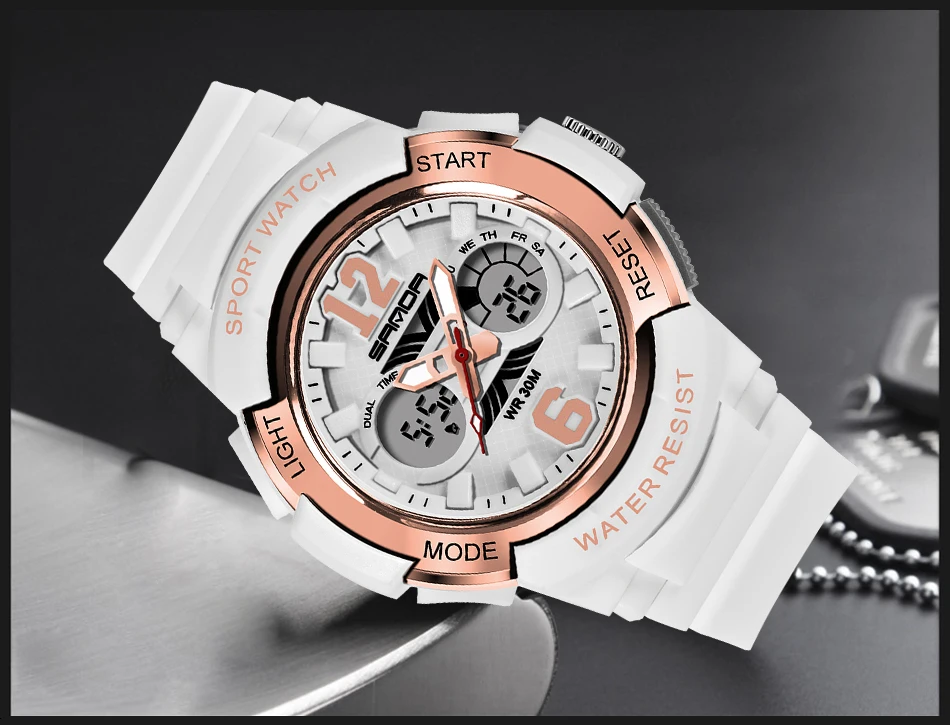 SANDA часы женские Топ люксовый бренд резиновые водонепроницаемые спортивные женские часы кварцевые аналоговые цифровые часы Relogio Masculino